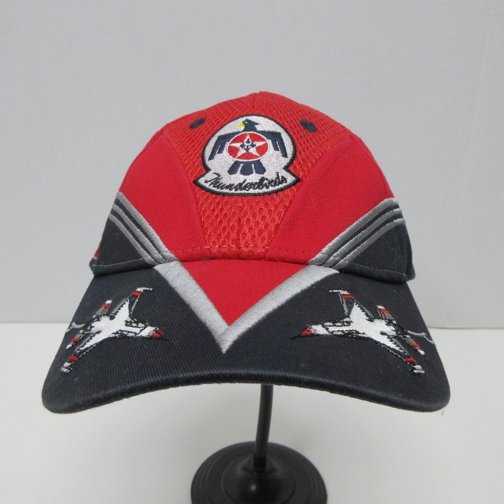 US Air Force Thunderbirds Strap Back Hat Cap Men One Size Red Mesh Embroidered-2